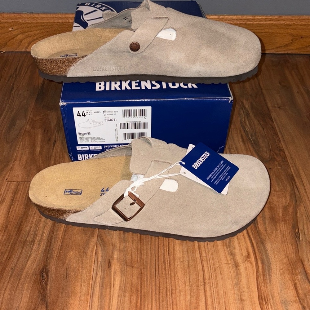 Birkenstock Beige Suede Clogs